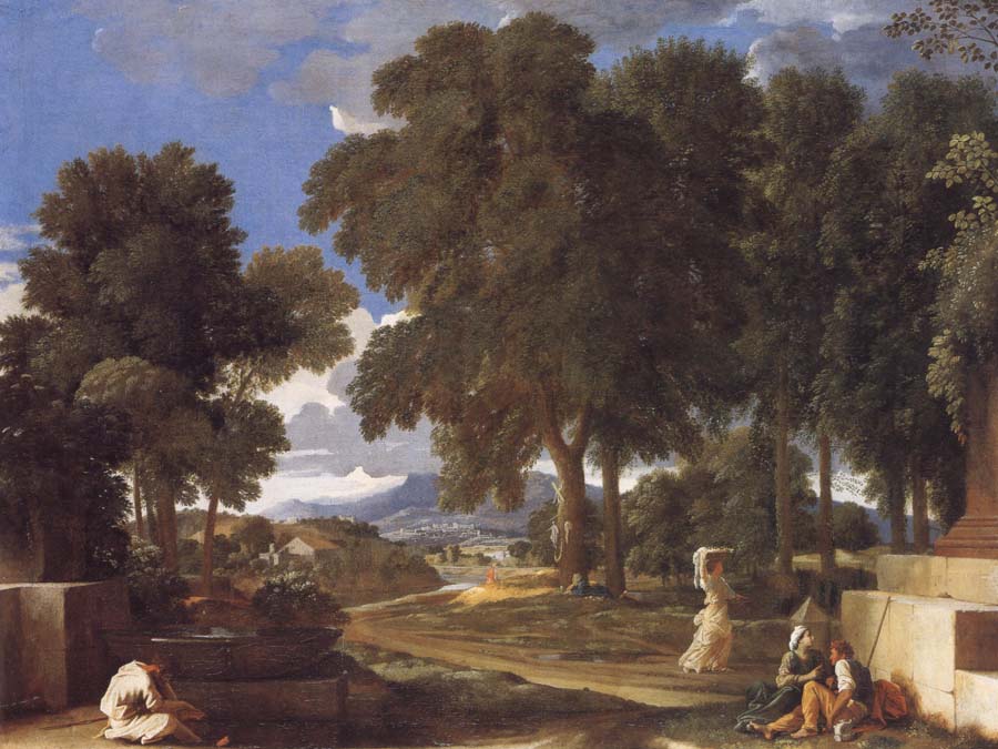 Landscape with a Man Washing His Feet at a Fountain